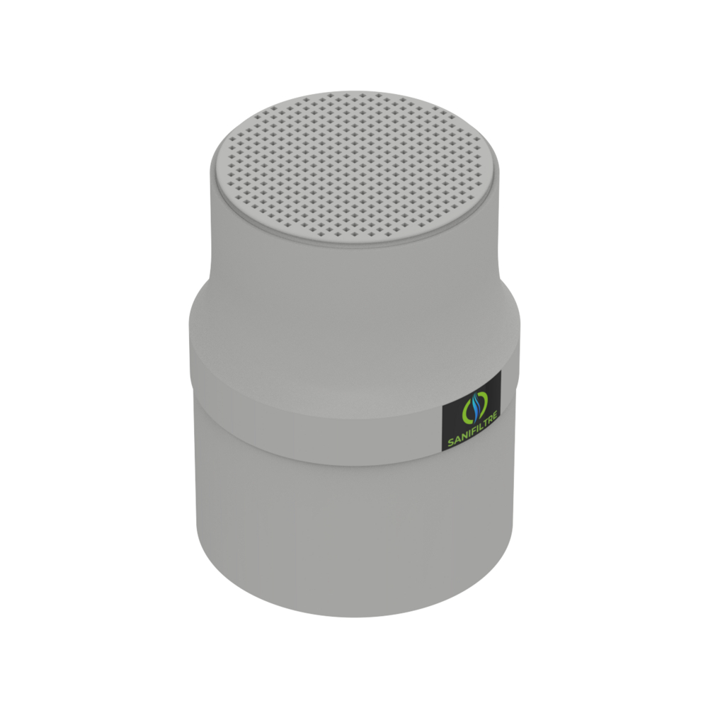 FILTRE ANTI-ODEURS AU CHARBON ACTIF POUR FOSSE SEPTIQUE + MANCHON GRIS