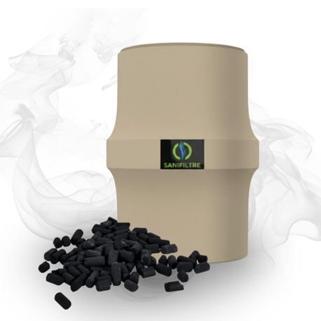 FILTRE ANTI-ODEURS AU CHARBON ACTIF POUR FOSSE SEPTIQUE , TOUTES EAUX , Ø 100 MM , COLORIS GRIS