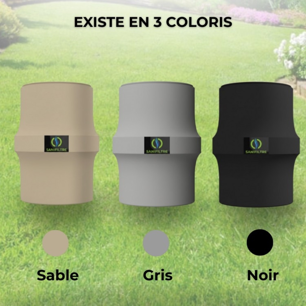 FILTRE ANTI-ODEURS AU CHARBON ACTIF POUR FOSSE SEPTIQUE , TOUTES EAUX , Ø 100 MM , COLORIS GRIS