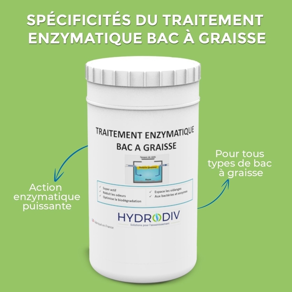 TRAITEMENT BAC À GRAISSE , ASSAINISSEMENT : POUDRE AUX ENZYMES 1 KG