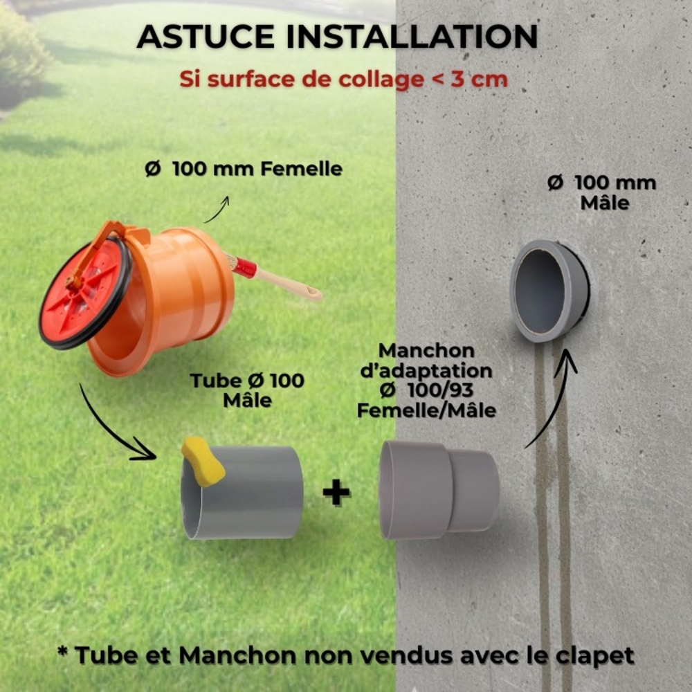 Clapet Anti-Retour Ø 100 mm, Stop Odeurs, Inondations & Nuisibles (Rats), Clapet de Nez à Coller en PVC & Inox, Installation Fac