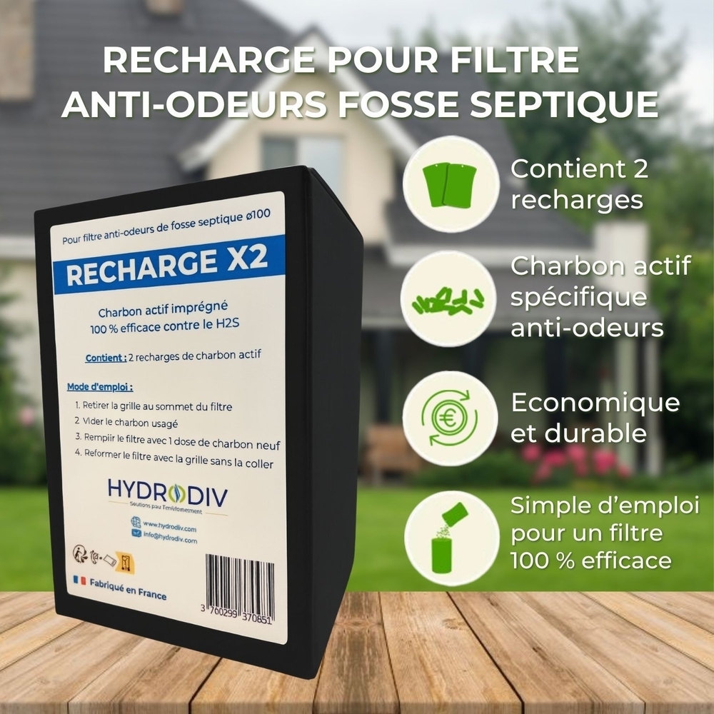 RECHARGE FILTRE ANTI-ODEURS FOSSE SEPTIQUE AU CHARBON ACTIF