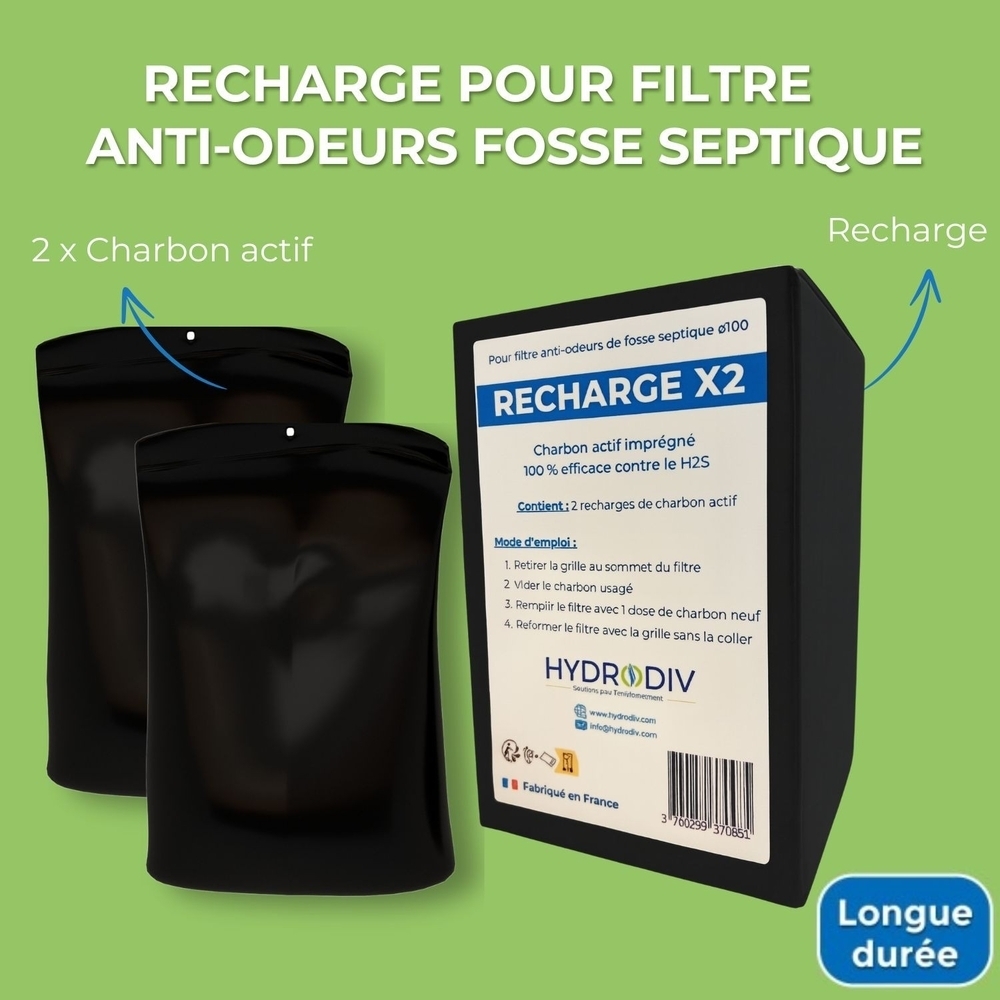 RECHARGE FILTRE ANTI-ODEURS FOSSE SEPTIQUE AU CHARBON ACTIF