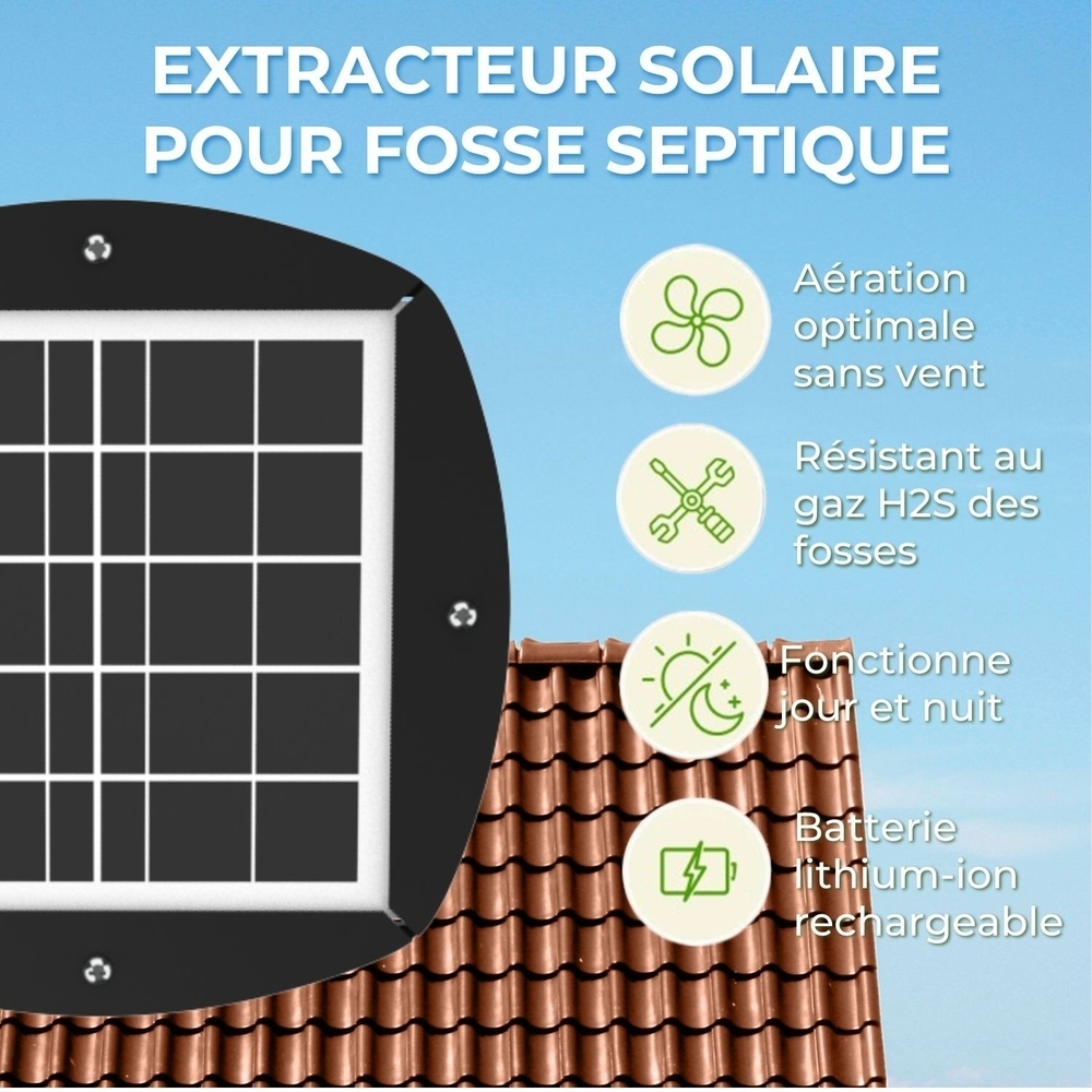 EXTRACTEUR SOLAIRE RECHARGEABLE POUR FOSSE SEPTIQUE