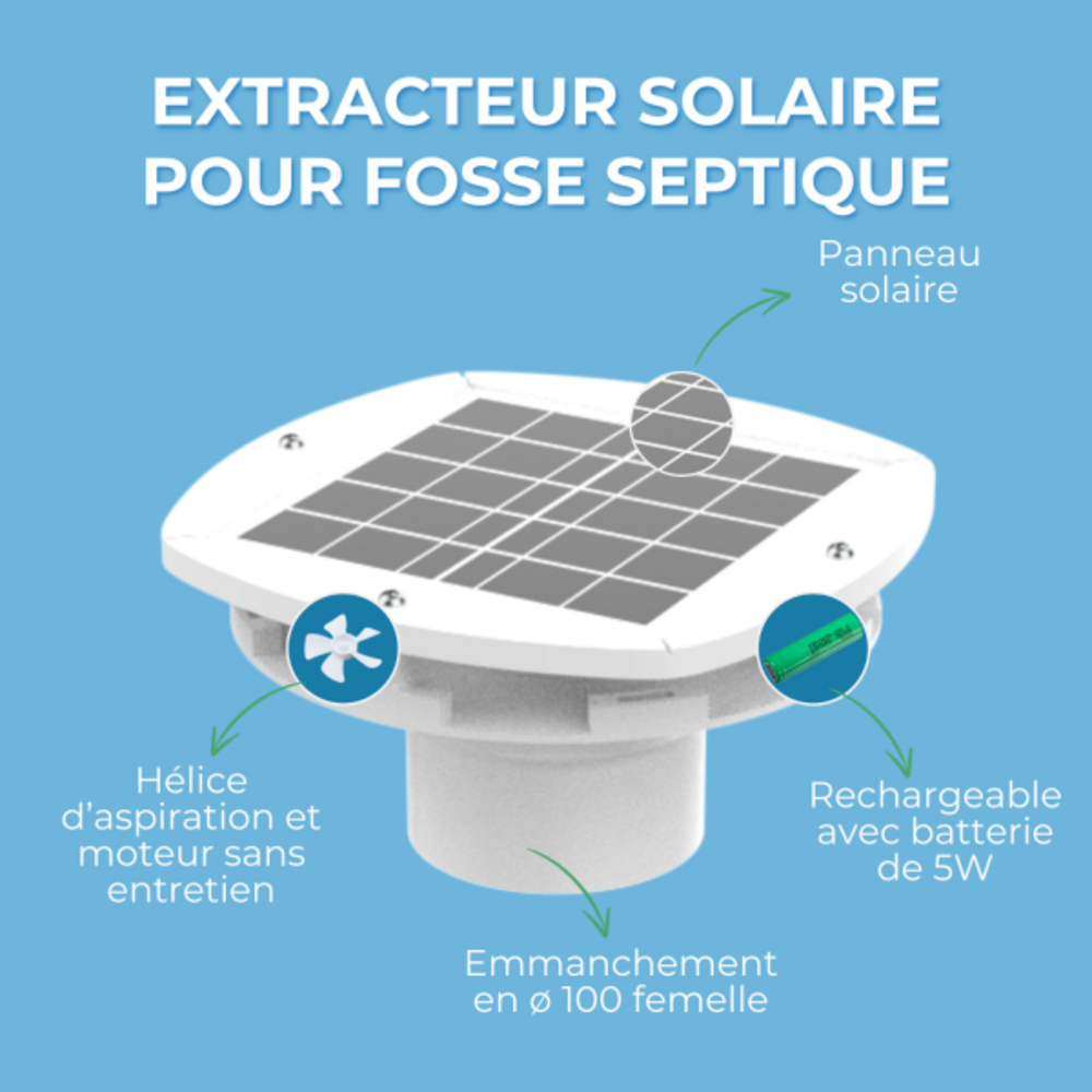 EXTRACTEUR SOLAIRE RECHARGEABLE POUR FOSSE SEPTIQUE